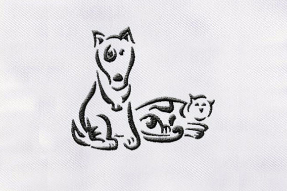 Cat Dog Outline Design for Embroidery Gifts