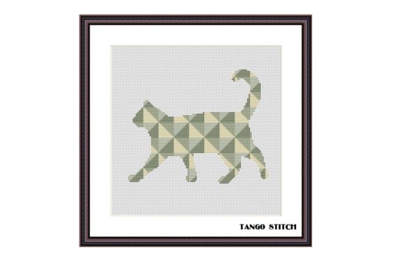 Walking Cat Geometric Cross Stitch for Small Business Merch